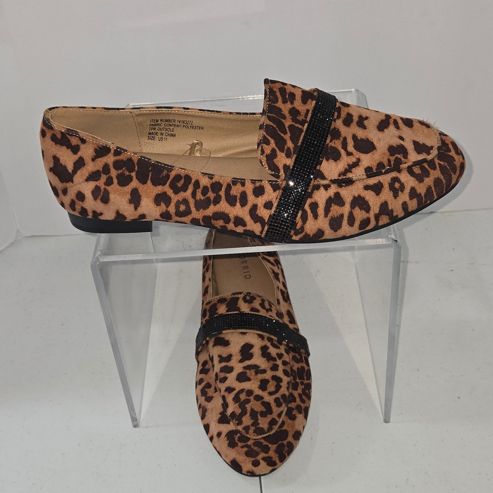 Torrid Leopard Print Rhinestone Strap Loafers Flats Brown Black Size 11 14163272